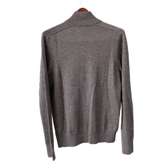 Banana Republic Gray 100% Wool Argyle Full Zip Sweater Men's Size Small Office - Picture 2 of 9